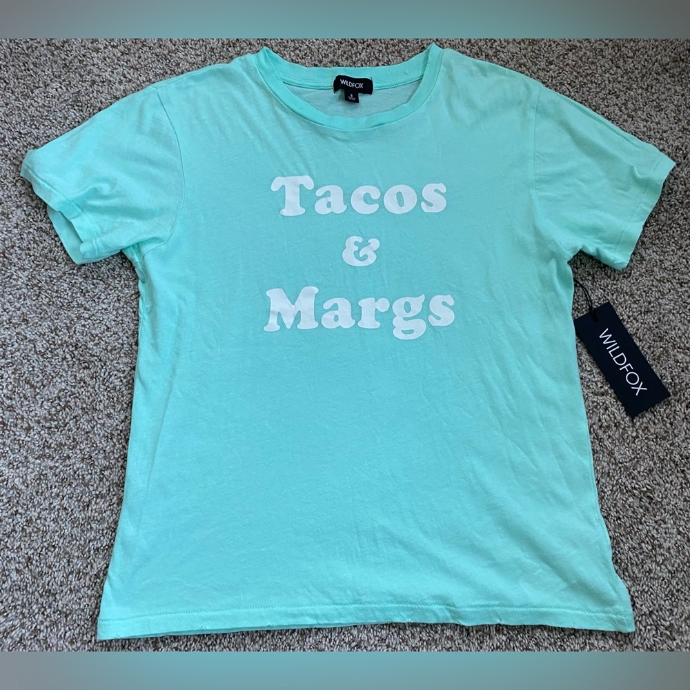 🌮•NWT•WILDFOX Happy Hour KeKe Tee—Tacos & Margs Graphic Short Sleeve Shirt